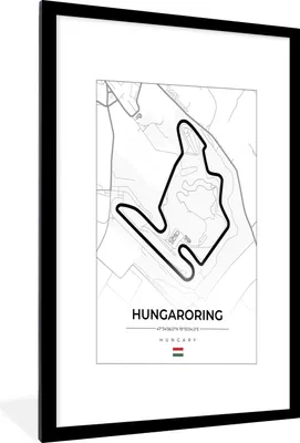Produktbild von MuchoWow® Gerahmtes Poster F1 - Ungarn - Auto - Rennstrecke - Hungaroring - Weiß 60x90 cm - Poster mit Schwarzem Bilderrahmen Wandposter Rahmen Foto Bilder - Dekoration - Wandposter Wohnzimmer - Hochwertig