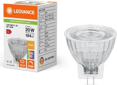Produktbild von Ledvance LED Glas MR11 Reflektor 2,8W = 20W GU4 184lm warmweiß 2700K DIMMBAR