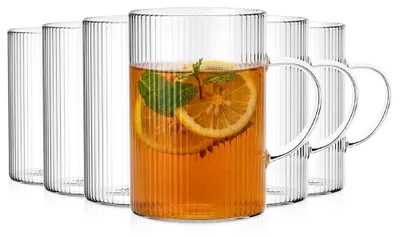 Produktbild von Vilde | Trinkgläser 6er Set 290 ml - Geriffeltes Borosilikatglas - mit Henkel