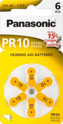 Produktbild von Panasonic Knopfzelle Zink-Luft PR10 / PR 230L / PR536 6er Blister