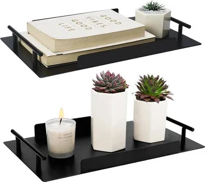 Produktbild von Famanu Badezimmerorganizer Set - 2 dekorative Ablagen in Schwarz, 20 x 33 cm