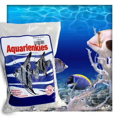 Produktbild von Aquarienkies Aquariumsand Bodengrund 3 - 5 mm Aquariensand hochrein Naturweis 15 kg ( 3x 5 kg Sack )
