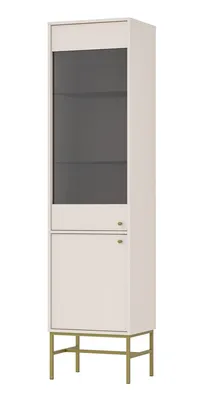 Obrázek produktu pro Vitrína s prosklenými dvířky IROS 3 - béžová / zlatá