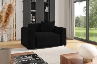 Produktbild von Sessel Designersessel MEGAN in Stoff Poso Schwarz