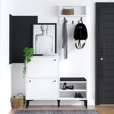 Obrázek produktu pro Skye Decor, Fredy, skříňka na boty, bílá, 100 % MELAMÍNEM POVLÁKNĚNÁ DESKA, 110 x 35 x 92 cm