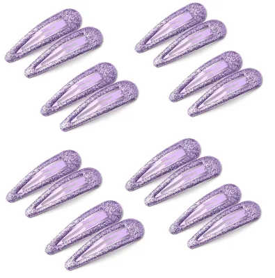 Productafbeelding van Haarspelden voor meisjes, 16 stuks, kleurrijk, met glitter en pailletten, clip-in, in snoepkleuren, geschikt voor kinderen en dames, paars
