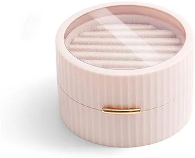 Produktbild von Famanu Schmuckbox - Tragbarer Organizer für Ringe, Ohrringe und Ketten - Rosa - Kompakt und praktisch für Zuhause und Reisen