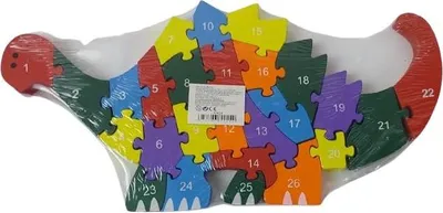 Obrázek produktu pro Dětské vzdělávací dřevěné puzzle - Dinosaurus - číslice a abeceda.