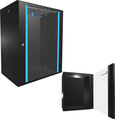 Produktbild von Extralink szafa wisząca 19\ 15U 450mm d szklana czarna Rack de pared Black"