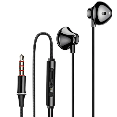 Zdjęcie produktu dla LinQ, słuchawki głośnomówiące z nylonowym oplotem jack 3,5 mm, czarne