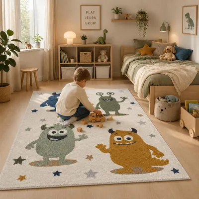 Produktbild von Softstar Kids Little Monster Creme Bunt, Größe:160x230 cm