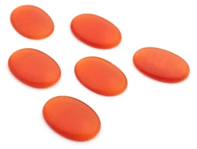 Produktbild von Vintageparts 6 Cabochons Cateyeglas oval orange 18 x 13 mm