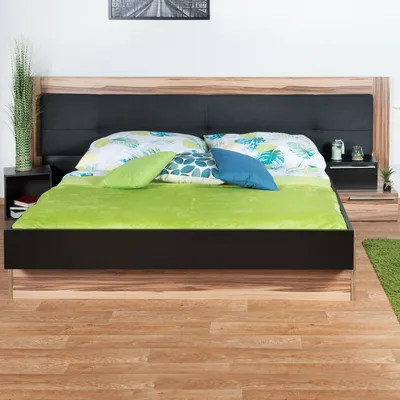 Produktbild von Doppelbett "Andenne" 01, Schwarz / Walnuss - Abmessungen: 160 x 200 cm