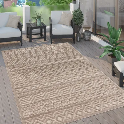 Produktbild von Outdoor Teppich wetterfest Boho & Skandi 3D-Optik für Terrasse, Balkon & Garten Grösse 80x250 cm