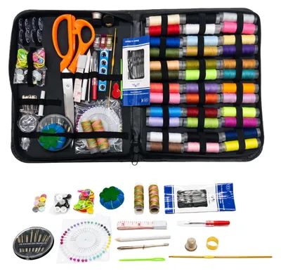Imagen del producto de Kit de costura de 295 piezas, que incluye hilo y tijeras, ideal para principiantes y para usar en viajes