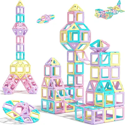 Produktbild von Magnetische Bausteine Kinderspielzeug 42 Teile STEM Magnetbausteine Bauspielzeug Magnet Spielzeug für Kleinkind und Kinder Montessori Lernspielzeug
