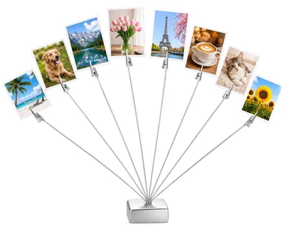 Produktbild von Fotohalter Metall mit 8 Klemmen, Notizblockhalter, für Fotos und Notizen