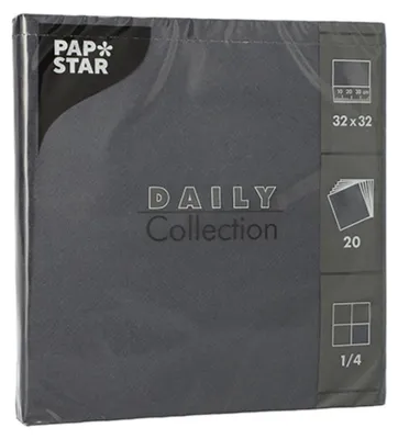 Produktbild von PAPSTAR Lunch-Servietten 320 x 320 mm 3-lagig schwarz 20 Stück
