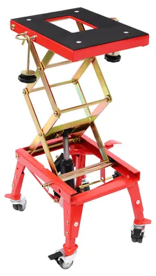 Imagen del producto de Plataforma elevadora hidráulica para motocicletas - Color rojo - Capacidad de carga de 160 kg - Soporte independiente para motocicletas