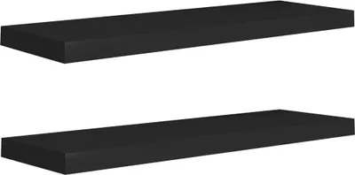 Produktbild von Schweberegale 2 Stk. Schwarz 80x23,5x3,8 cm MDF