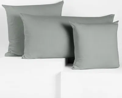 Produktbild von 2 Kissenbezüge Jersey Baumwolle Reißverschluss Silber - 40 x 145 cm