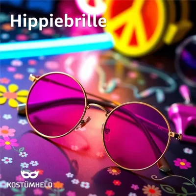 Produktbild von Hippie-Kostüm Hippie Brille Kostümbrille rosa Accessoires für Fasching & Karneval