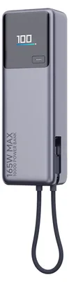 Obrázok produktu pre Powerbanka Xiaomi 10 000 mAh s podporou QC a PD 165 W, s integrovaným káblom USB-C, model PB1165MI, so LED displejom, sivá