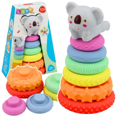 Image de Pyramide sensorielle avec tour d'apprentissage koala, colorée, 7 pièces.