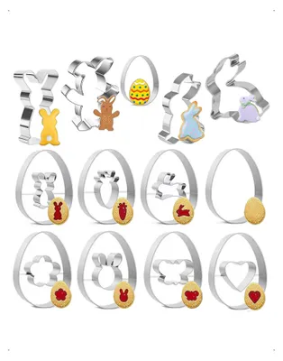 13 Oster-Ausstechformen aus Edelstahl, Hase, Ei, Blume, Herz