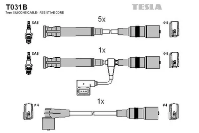 Produktbild von TESLA T031B Zündkabelsatz Zündleitungssatz für BMW 3 Limousine (E30) 3 Cabrio (E30) 3 Touring (E30)