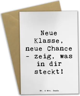 Produktbild von Mr. & Mrs. Panda Grußkarte Spruch Erster Schultag Neue Klasse - Weiß - Geschenk, Neuanfang, osterkarten, Nervosität, babykarte, Vertrauem, Mut, Tatendrang, Aufregung