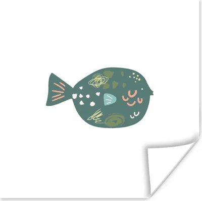 Produktbild von MuchoWow® Poster Pastell - Grün - Fisch 30x30 cm - Wandposter - Printing