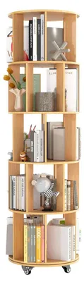 Immagine prodotto di Libreria girevole, altezza 165,5 cm, 5 ripiani, con rotelle, finitura in legno