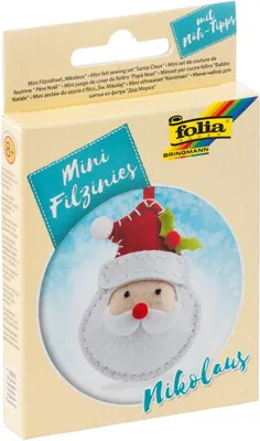 Produktbild von folia 52915 - Filz Nähset für Kinder-Mini Filzinie, Anhänger Nikolaus, 9 teilig - Filznähset zur Herstellung eines selbstgenähten Anhängers