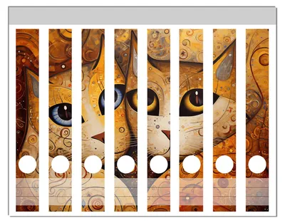 Produktbild von Wallario Ordnerrücken Sticker, selbstklebend für schmale Ordner, 8 Stück, Motiv Goldene Katzen