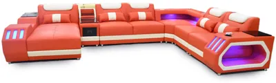 Produktbild von Ecksofa U-Form Orange Wohnlandschaft Couch Polster Eckgarnitur Sofa Modern