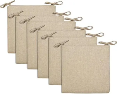 Produktbild von Famanu Stuhlkissen Set - Komfortable Sitzkissen mit Antirutsch-Bändern - 40x40 cm, 6 Stück - Beige