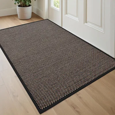 Image de Paillasson d'intérieur, 90 x 140 cm, antidérapant, absorbant, noir