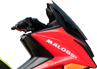 Produktbild von Malossi weißer Aufkleber Länge 32 cm Höhe 3,5 cm