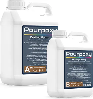 Obrázok produktu pre Epoxidová živica Epoxidová živica na odlievanie Univerzálna epoxidová živica | 10 KG | Odlievanie do 5 cm | Pourpoxy | Crystal Clear | Epoxidová živica | obsahuje UV blokátor