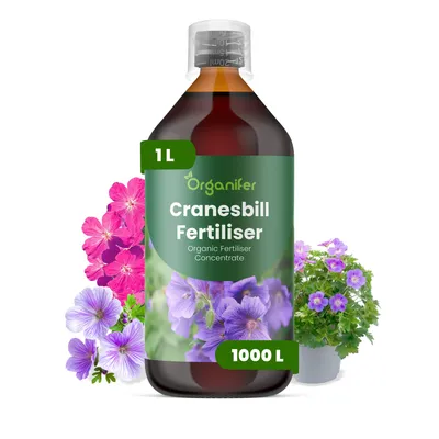 Produktbild von Storchschnabel Flüssigdünger 1L – 2-1-8 NPK – Flüssigdünger Für Stauden – Für Blätter & Üppige Blüten – Fördert Wurzeln & Vitalität – Organifer
