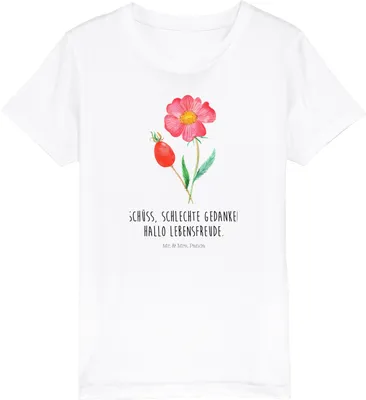 Produktbild von Mr. & Mrs. Panda Kleinkinder T-Shirt Blume Hagebutte 9-11 Jahre (134/146) - Weiß - Geschenk, Kindershirt, Schlechte Gedanken, Garten, Kinder Bio, Lebensfreude, Baumwoll