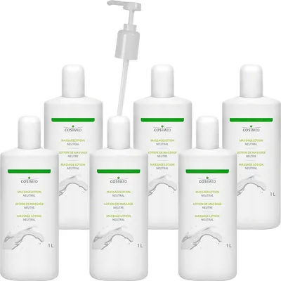 Produktbild von cosiMed Massagelotion-Set 6x Massagelotion neutral, 1 l, inkl. Dosierpumpe
