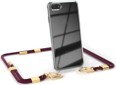 Produktbild von EAZY CASE Handykette für Apple iPhone SE 2020/2022, iPhone 7 / 8, Transparente Silikonhülle mit Band, Clear Case, abnehmbar in  Rot