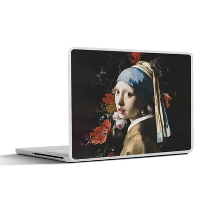 Produktbild von MuchoWow® Laptop Aufkleber Sticker Cover Das Mädchen mit dem Perlenohrring - Vermeer - Blumen 31x22.5 cm - Laptop-Deko