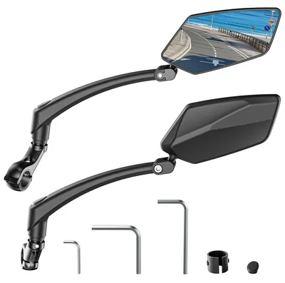 Immagine prodotto di Specchio pieghevole a 360° per bicicletta, ideale per e-bike, con ampia superficie specchiante