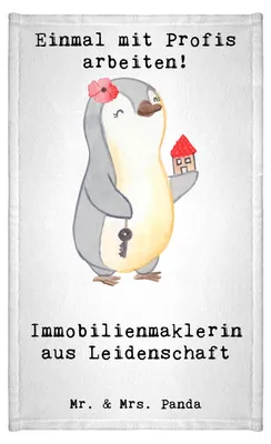 Produktbild von Mr. & Mrs. Panda Handtuch Immobilienmaklerin Leidenschaft - Weiß - Geschenk, Ausbildung, Lustig, Witzig, Klein, baumwolle, Spruch, Mini-Handtuch, Gästetuch, Frotteetuch