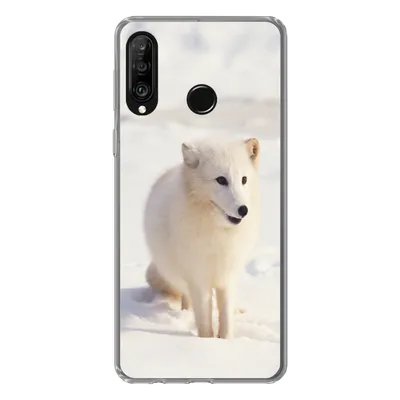 Produktbild von MuchoWow® Handyhülle Schutzhülle Hülle für Huawei P30 Lite Fuchs - Schnee - Weiß Silikon Softcase Handy Hülle - Handyhülle