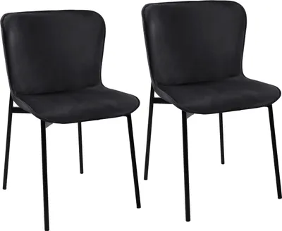 Produktbild von SVITA MARY 2er Set Esszimmerstuhl Polsterstuhl ohne Armlehnen Küchenstuhl Wohnzimmerstuhl Schwarz/Schwarz