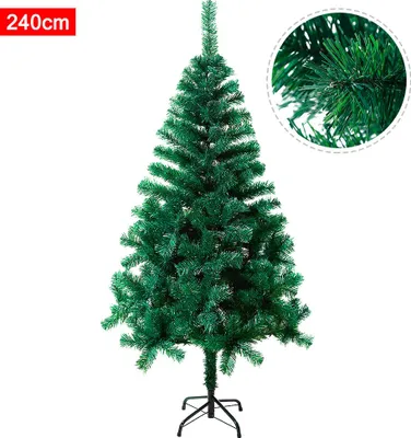 Imagen del producto de Árbol de Navidad artificial QEENTOE, 240 cm, abeto de PVC, árbol de Navidad con soporte, árbol artificial verde para decoración navideña